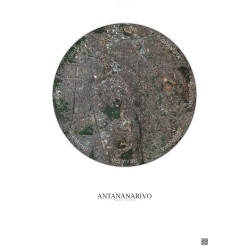 Affiche Antananarivo – Poster vue satellite 2.5km Couleur | Gravura – Fond clair