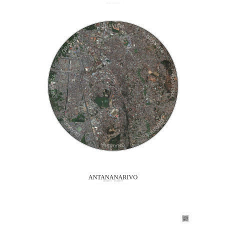 Antananarivo Satellite View Poster 2.5km Color | Gravura – Light background
