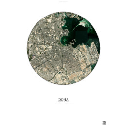 Affiche Doha – Poster vue satellite 10km Couleur | Gravura – Fond clair