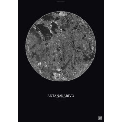 Affiche Antananarivo – Poster vue satellite 6km N&B | Gravura – Fond foncé