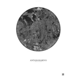 Affiche Antananarivo – Poster vue satellite 6km N&B | Gravura – Fond clair