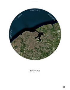 Affiche Havana – Poster vue satellite 10km Couleur | Gravura – Fond clair