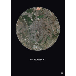 Affiche Antananarivo – Poster vue satellite 6km Couleur | Gravura – Fond foncé