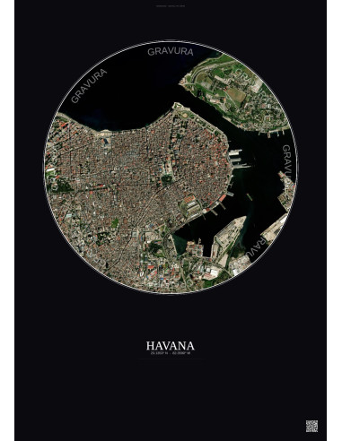 Havana Satellite View Poster 2.5km Color | Gravura – Dark background