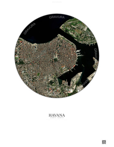 Affiche Havana – Poster vue satellite 2.5km Couleur | Gravura – Fond clair