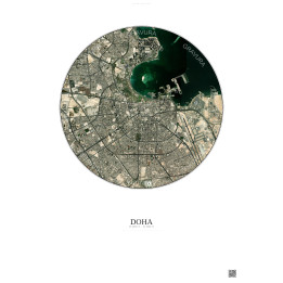 Affiche Doha – Poster vue satellite 6km Couleur | Gravura – Fond clair