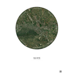 Affiche Skopje – Poster vue satellite 10km Couleur | Gravura – Fond clair
