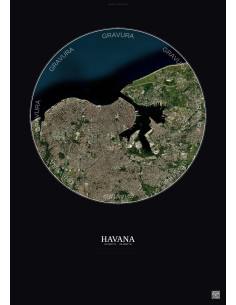 Affiche Havana – Poster vue satellite 6km Couleur | Gravura – Fond foncé