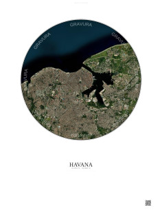 Affiche Havana – Poster vue satellite 6km Couleur | Gravura – Fond clair