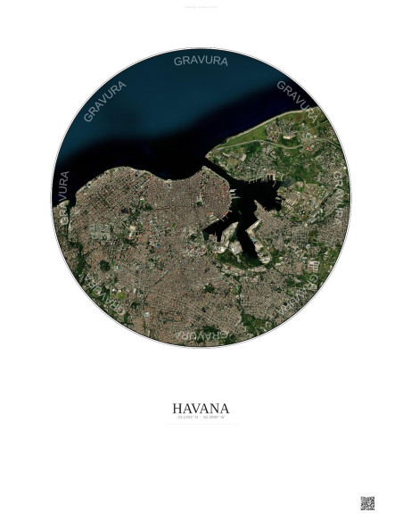 Havana Satellite View Poster 6km Color | Gravura – Light background
