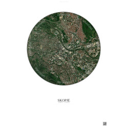 Affiche Skopje – Poster vue satellite 2.5km Couleur | Gravura – Fond clair