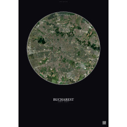 Affiche Bucharest – Poster vue satellite 10km Couleur | Gravura – Fond foncé