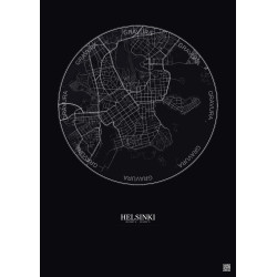 Affiche Helsinki – Poster carte de ville 2.5km | Gravura – Fond foncé