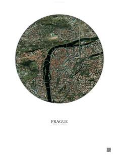 Affiche Prague – Poster vue satellite 2.5km Couleur | Gravura – Fond clair