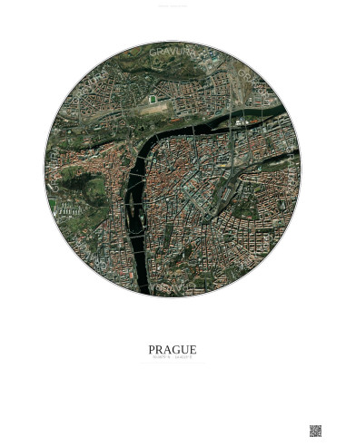 Prague Satellite View Poster 2.5km Color | Gravura – Light background