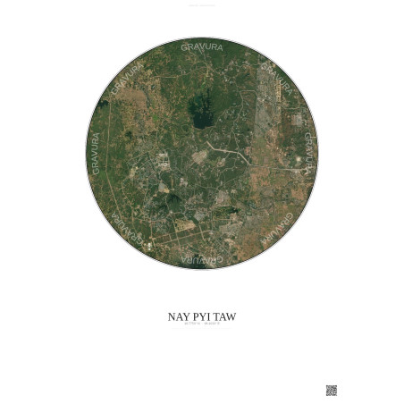 Affiche Nay Pyi Taw – Poster vue satellite 10km Couleur | Gravura – Fond clair