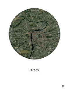 Affiche Prague – Poster vue satellite 6km Couleur | Gravura – Fond clair
