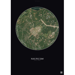 Affiche Nay Pyi Taw – Poster vue satellite 2.5km Couleur | Gravura – Fond foncé