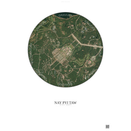 Affiche Nay Pyi Taw – Poster vue satellite 2.5km Couleur | Gravura – Fond clair