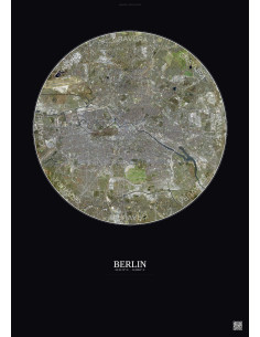 Affiche Berlin – Poster vue satellite 10km Couleur | Gravura – Fond foncé