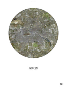 Affiche Berlin – Poster vue satellite 10km Couleur | Gravura – Fond clair