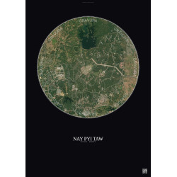 Affiche Nay Pyi Taw – Poster vue satellite 6km Couleur | Gravura – Fond foncé