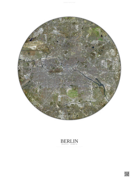 Affiche Berlin – Poster vue satellite 10km Couleur | Gravura – Fond clair
