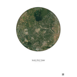 Affiche Nay Pyi Taw – Poster vue satellite 6km Couleur | Gravura – Fond clair