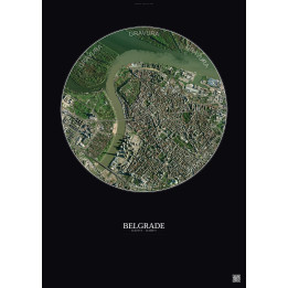 Affiche Belgrade – Poster vue satellite 2.5km Couleur | Gravura – Fond foncé