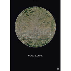 Affiche Ulaanbaatar – Poster vue satellite 10km Couleur | Gravura – Fond foncé