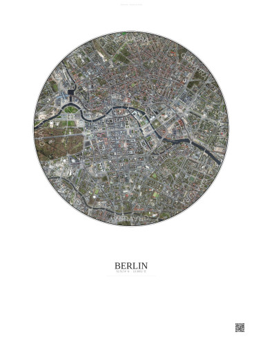 Berlin Satellite View Poster 2.5km Color | Gravura – Light background