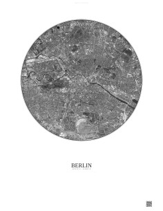Affiche Berlin – Poster vue satellite 6km N&B | Gravura – Fond clair