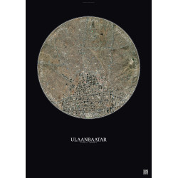 Affiche Ulaanbaatar – Poster vue satellite 2.5km Couleur | Gravura – Fond foncé
