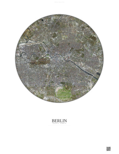Affiche Berlin – Poster vue satellite 6km Couleur | Gravura – Fond clair