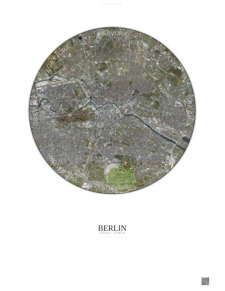 Affiche Berlin – Poster vue satellite 6km Couleur | Gravura – Fond clair