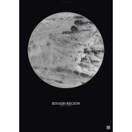 Affiche Riyadh Region – Poster vue satellite 2.5km N&B | Gravura – Fond foncé