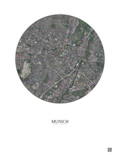 Munich Satellite View Poster 2.5km Color | Gravura – Light background