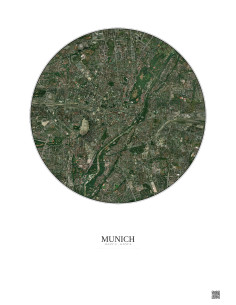 Munich Satellite View Poster 5km Color | Gravura – Light background