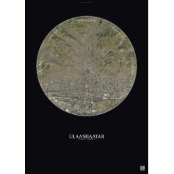 Affiche Ulaanbaatar – Poster vue satellite 6km Couleur | Gravura – Fond foncé