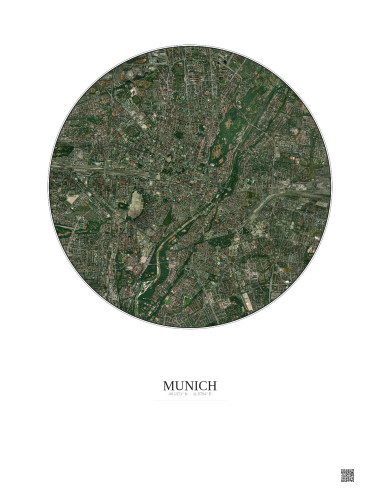 Affiche Munich – Poster vue satellite 5km Couleur | Gravura – Fond clair