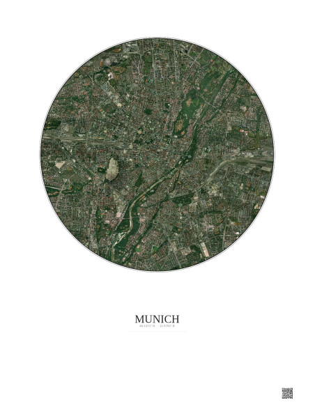Affiche Munich – Poster vue satellite 5km Couleur | Gravura – Fond clair