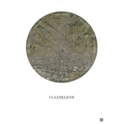 Affiche Ulaanbaatar – Poster vue satellite 6km Couleur | Gravura – Fond clair