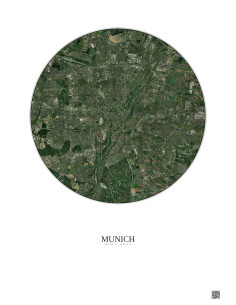 Munich Satellite View Poster 10km Color | Gravura – Light background