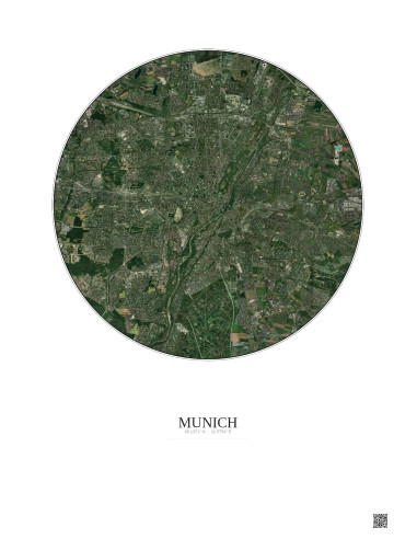 Munich Satellite View Poster 10km Color | Gravura – Light background