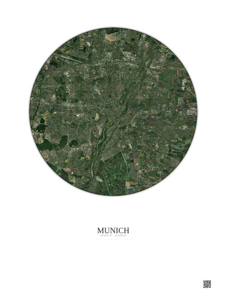 Munich Satellite View Poster 10km Color | Gravura – Light background