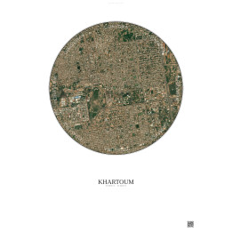 Affiche Khartoum – Poster vue satellite 2.5km Couleur | Gravura – Fond clair