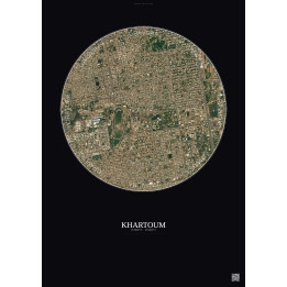 Affiche Khartoum – Poster vue satellite 2.5km Couleur | Gravura – Fond foncé
