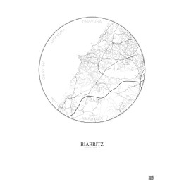 Affiche Biarritz – Poster carte de ville 5km | Gravura – Fond clair