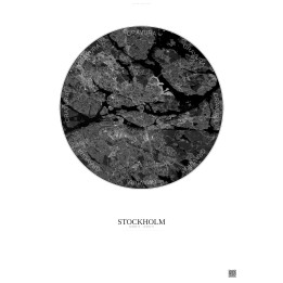 Affiche Stockholm – Poster vue satellite 10km N&B | Gravura – Fond clair