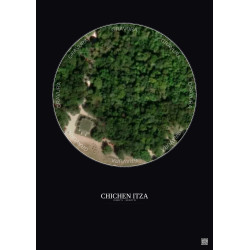 Affiche Chichen Itza – Poster vue satellite 0.1km Couleur | Gravura – Fond foncé